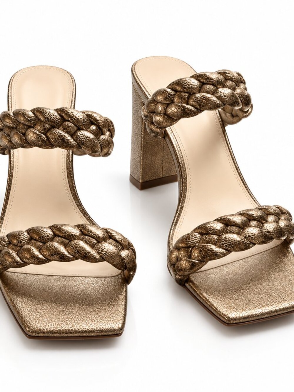 Dolce Vita Braided Metallic Heeled Sandals Size 7.5